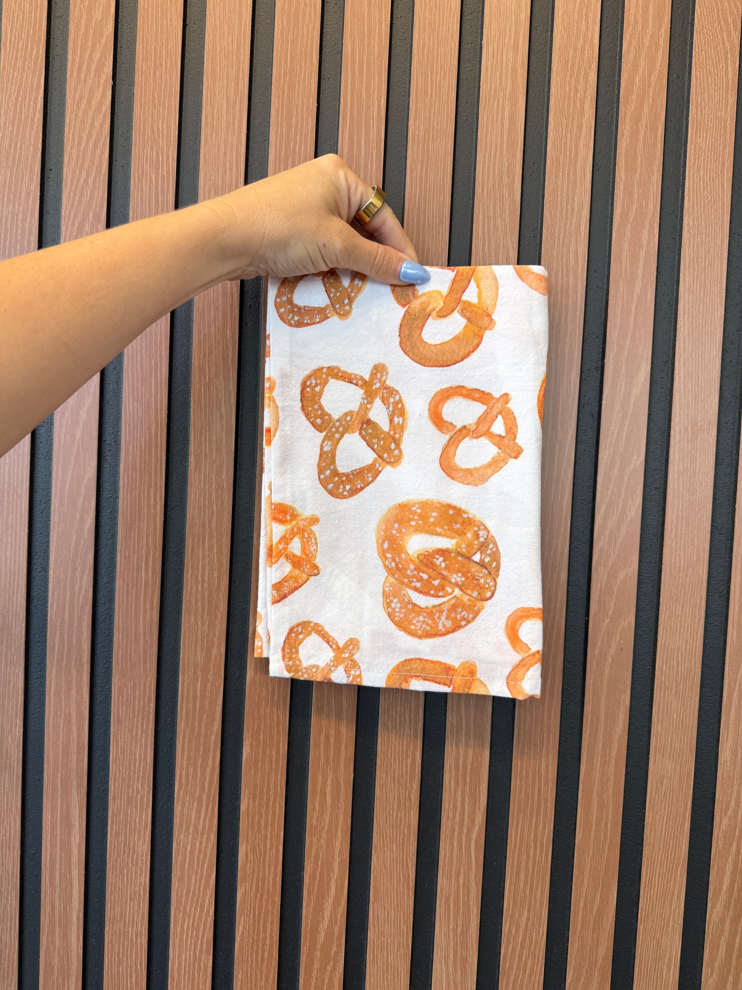 Watercolor Pretzel Kitchen Tea Towel