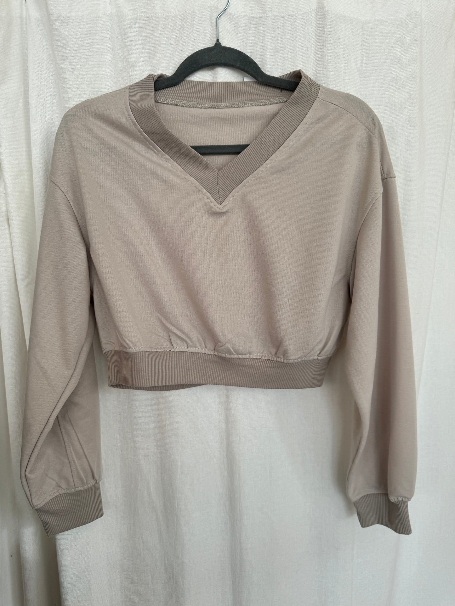 Beige Crop Sweatshirt