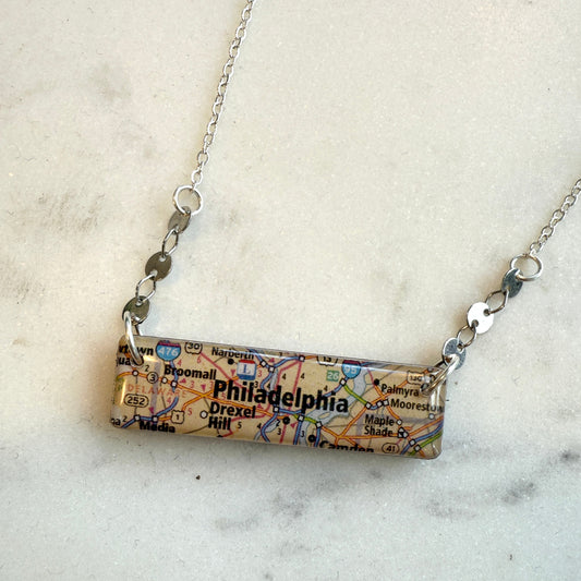 Philadelphia Vintage Map Necklace