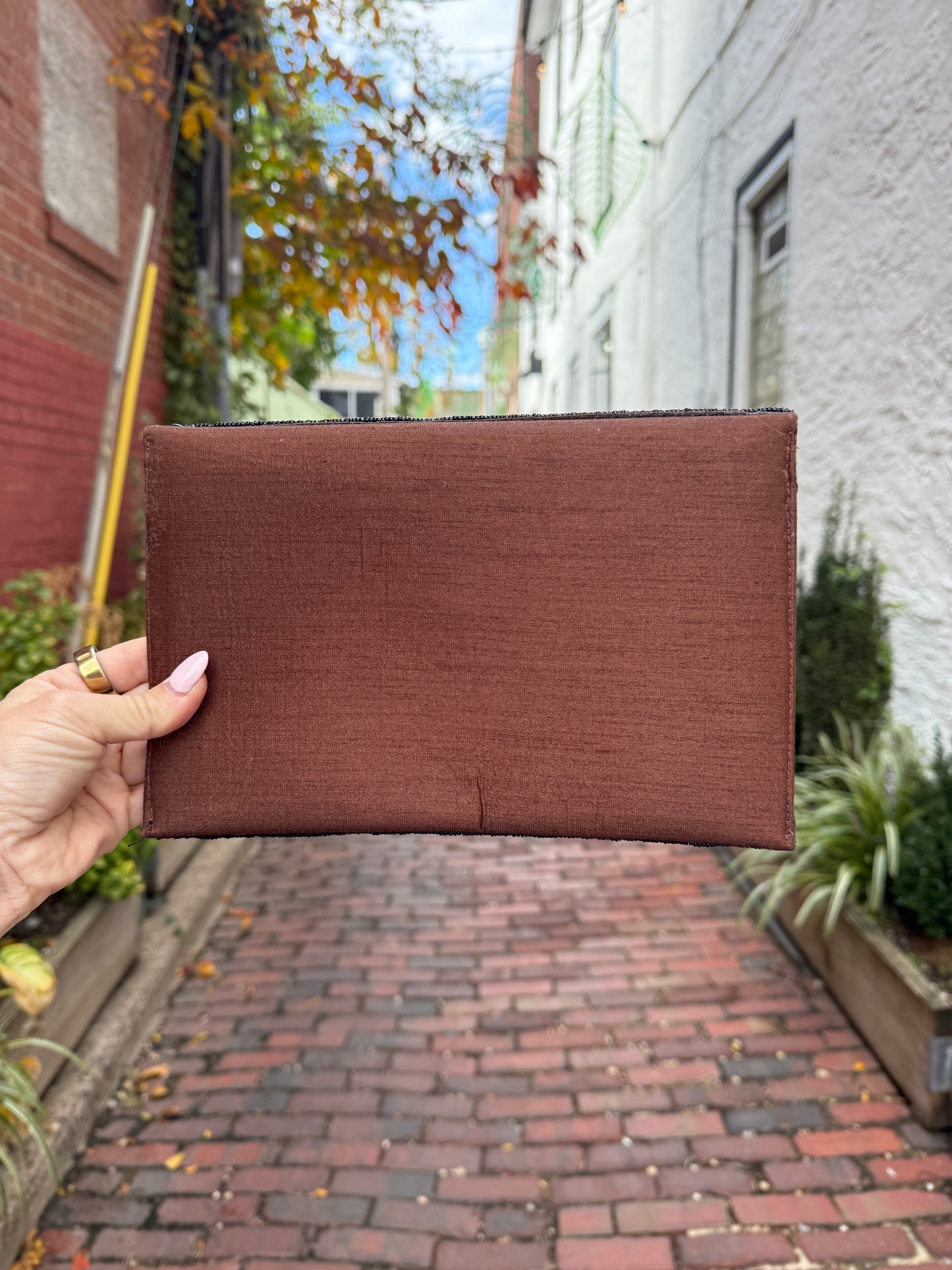 Bird Gang Beaded Football Clutch w/ Chain