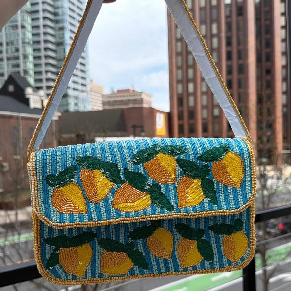 Lemon Beaded Purse
