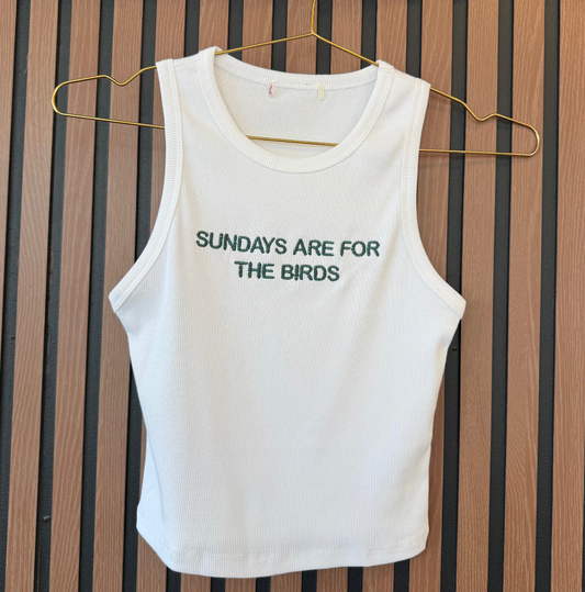 Sundays Are For The Birds Embroidered Tank Top