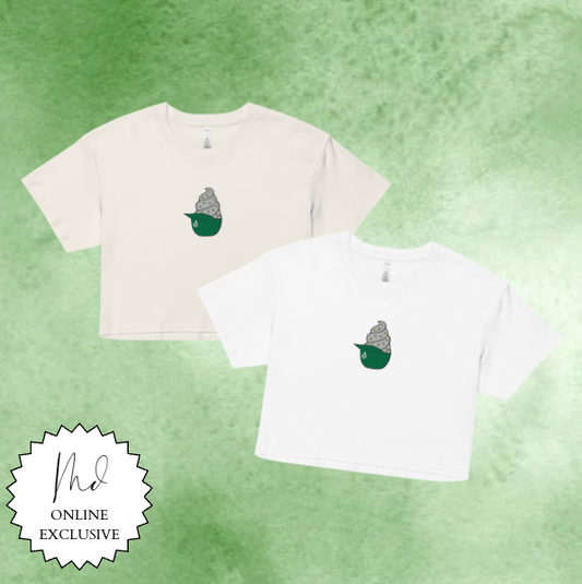 Embroidered Shamrock Ice Cream Helmet Crop Top