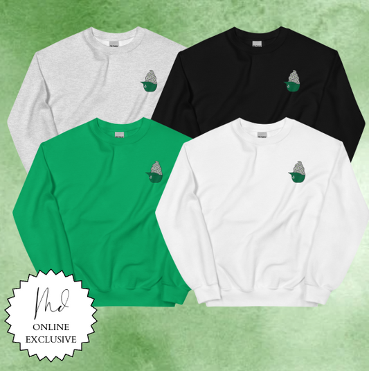 Embroidered Shamrock Ice Cream Helmet Crewneck