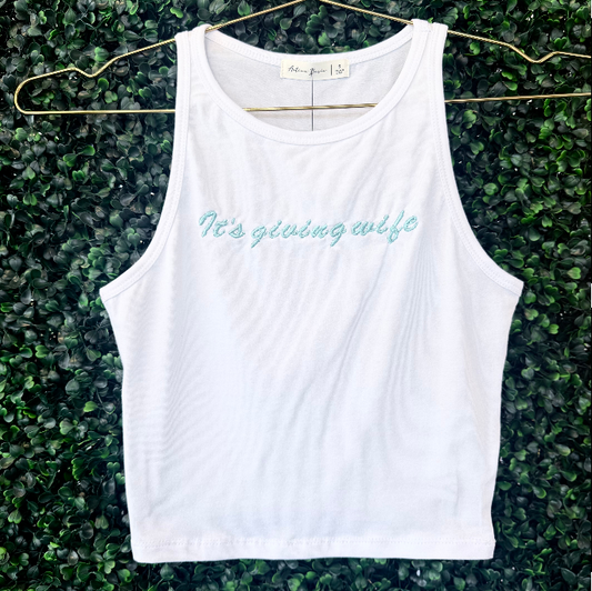 It's Giving Wife Embroidered Tank Top