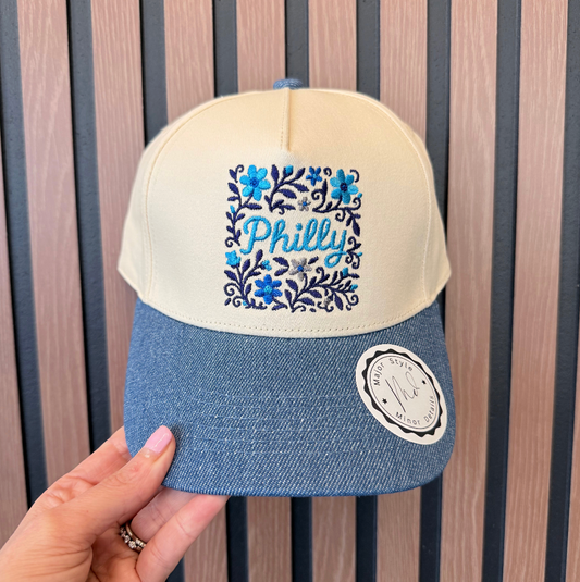 Denim Brim Philly Floral Hat