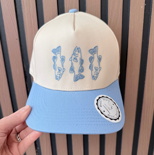 Fish Trio Embroidered Hat