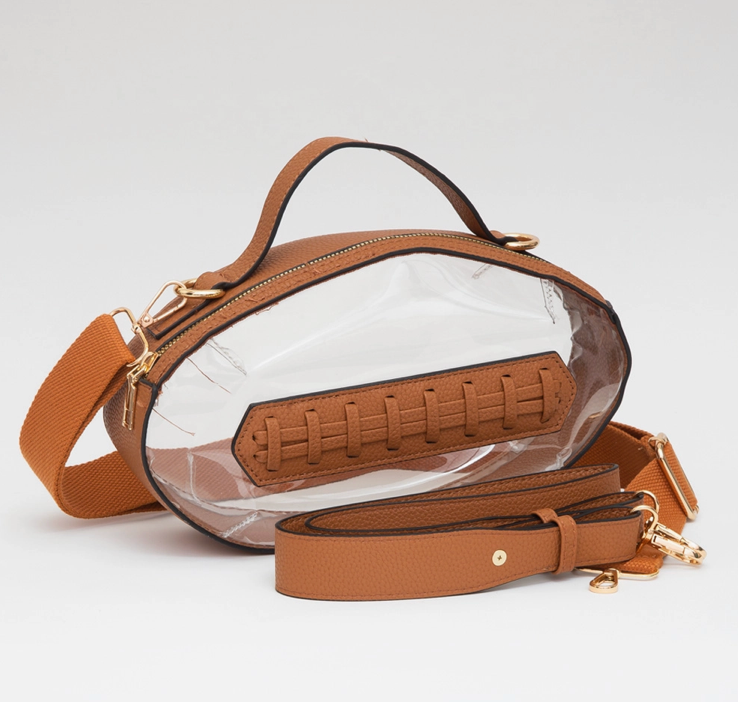 Football Transparent Crossbody Bag-Brown