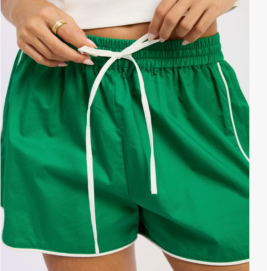 Green Drawstring Track Shorts