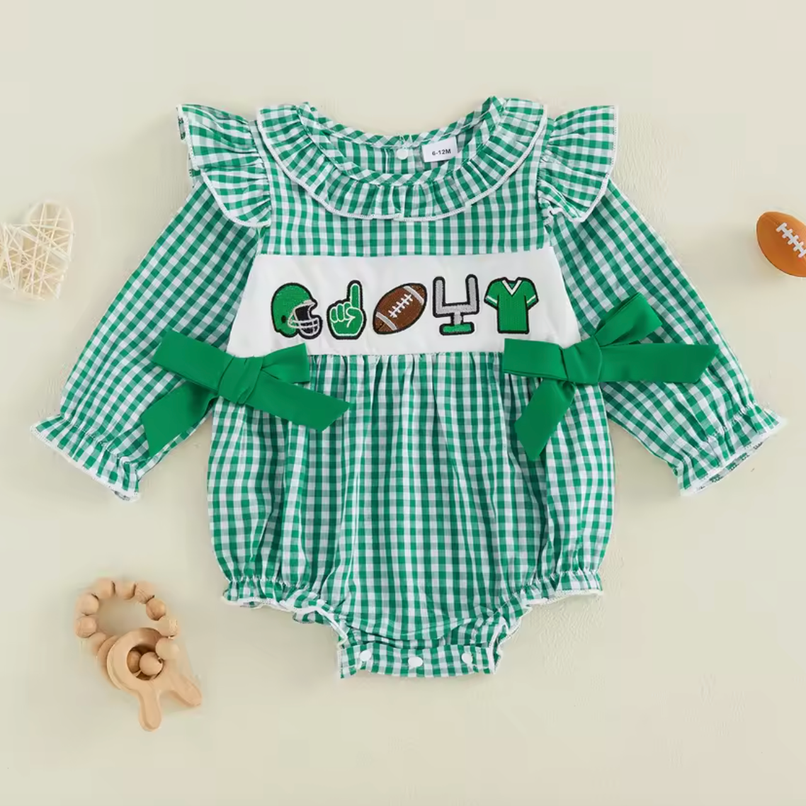 Football Ruffle Baby Onesie