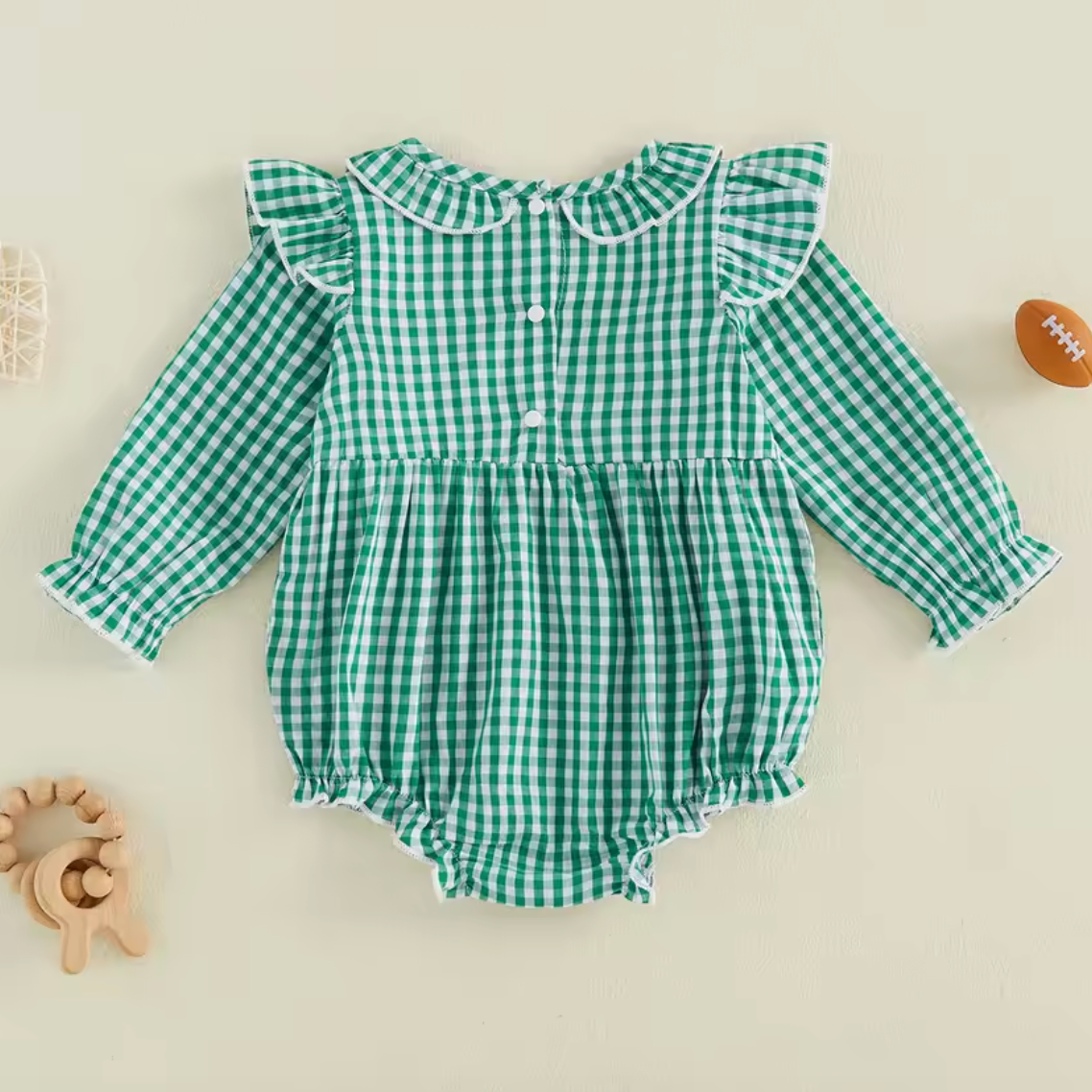 Football Ruffle Baby Onesie