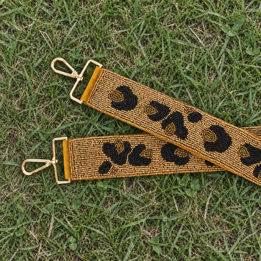 Fully Beaded Leopard Handbag Strap