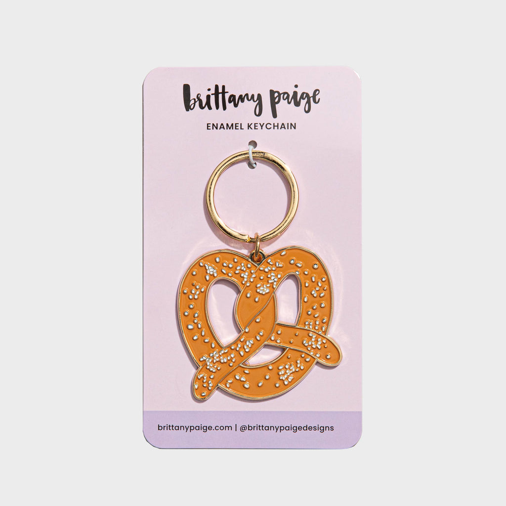 Soft Pretzel Enamel Keychain/Bag Charm