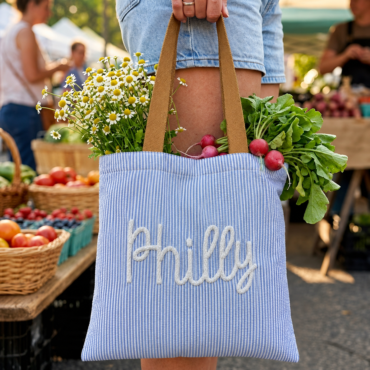 Seersucker Philly Rope Tote Bags