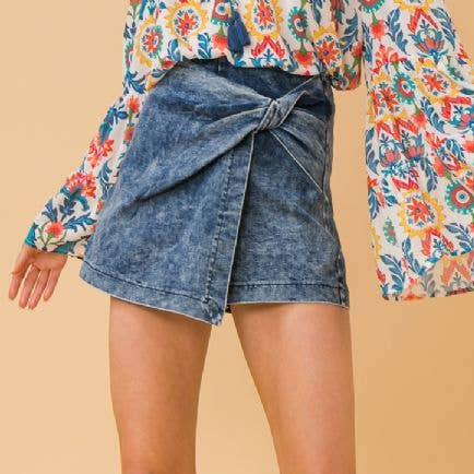 Acid Wash Skort