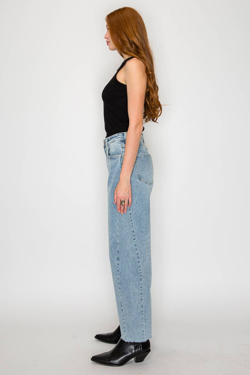 High Rise Barrel Leg Denim