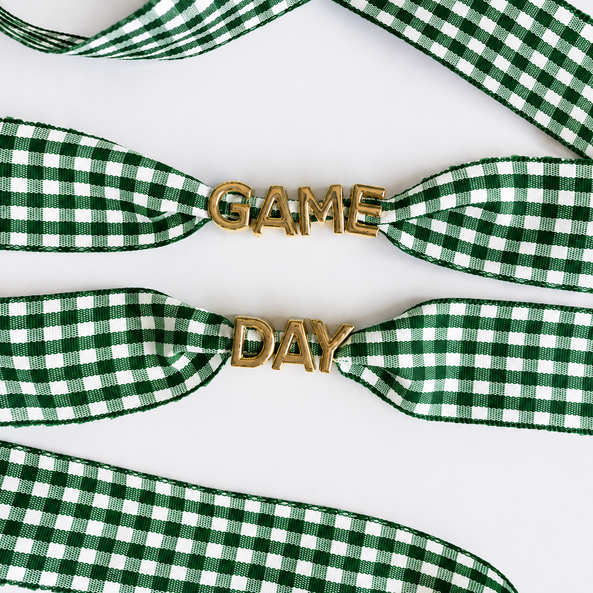Game Day Gingham Shoe Lace Charm Set - Red & Green