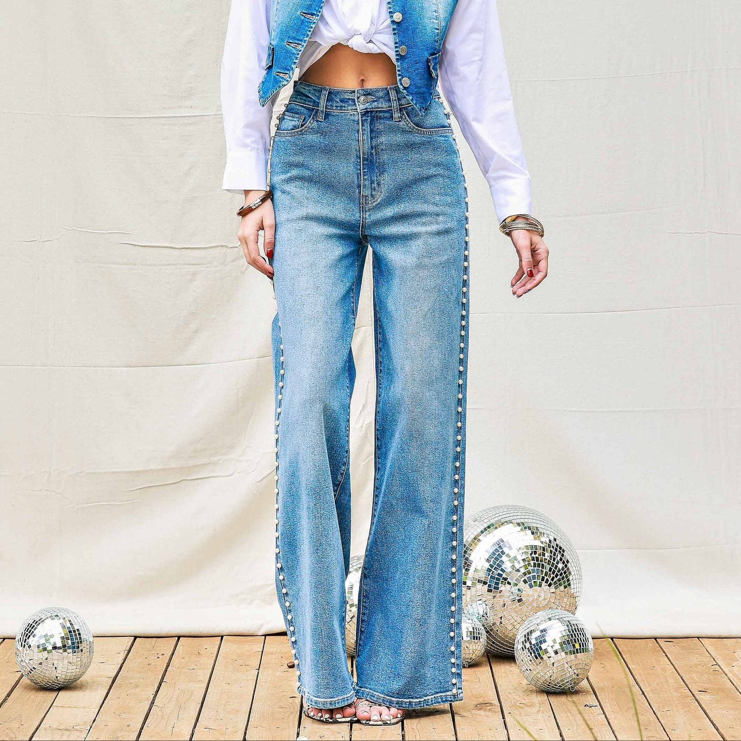 Pearl High-Rise Wideleg Jeans