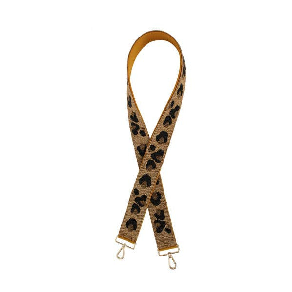Fully Beaded Leopard Handbag Strap