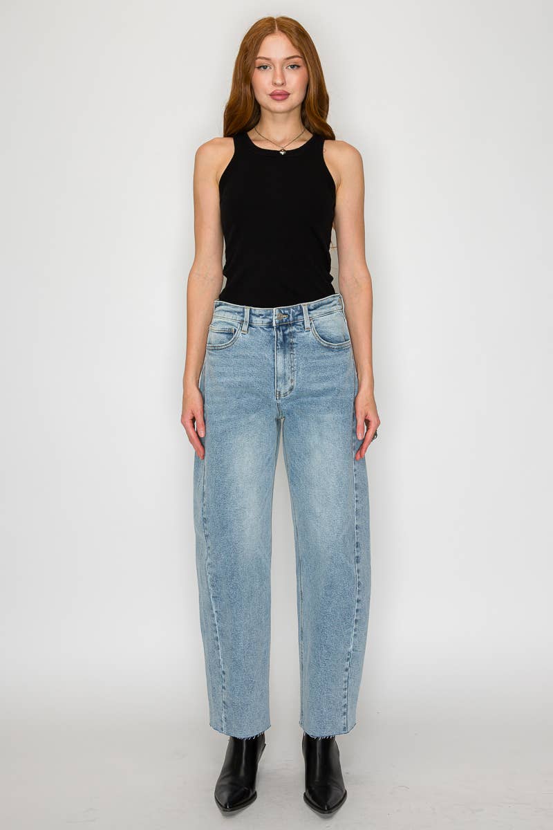 High Rise Barrel Leg Denim