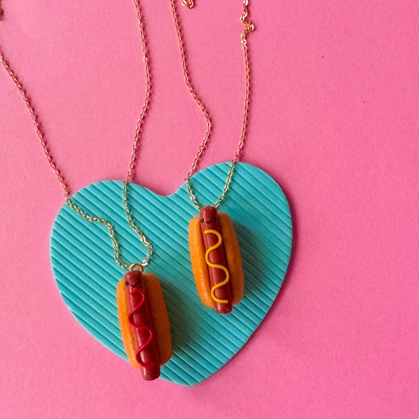 Hot Dog Clay Necklace