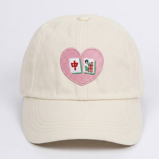 Mahjong Heart Tiles Embroidered Hat