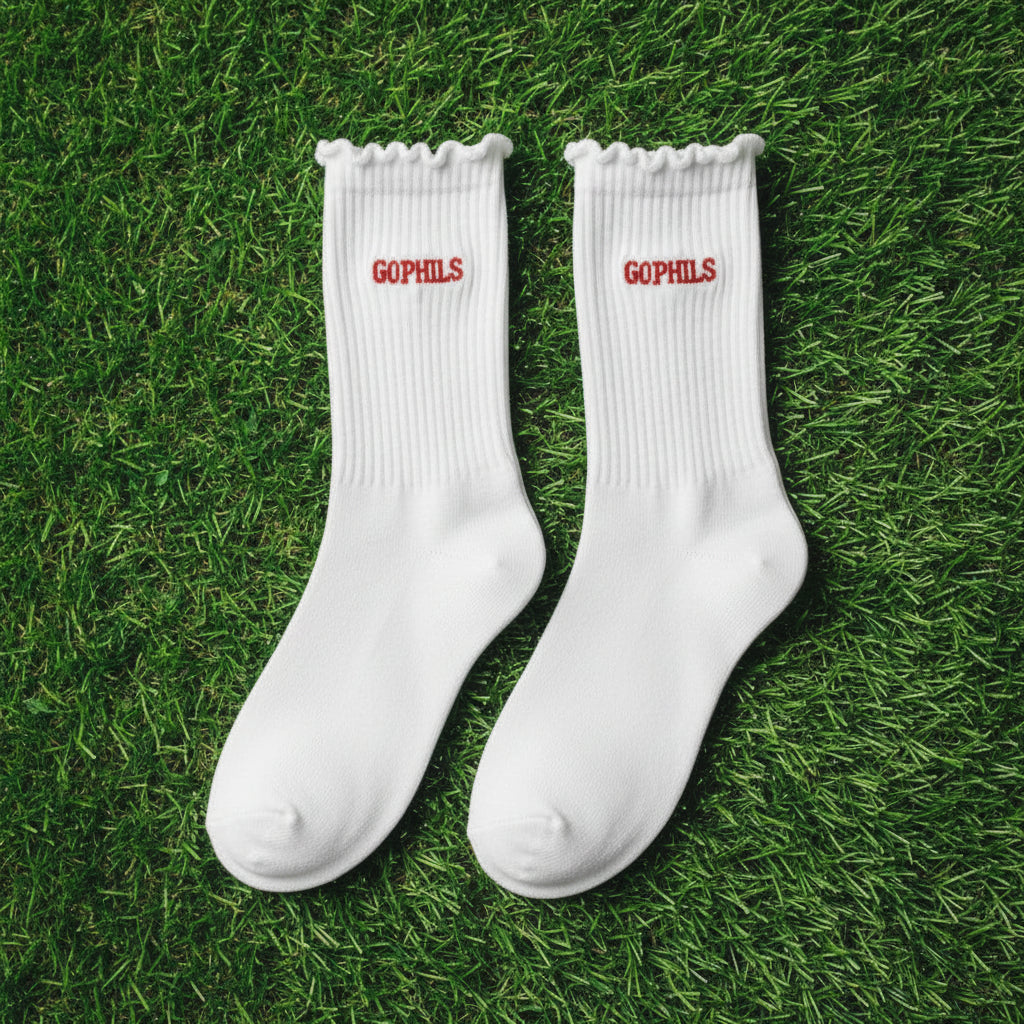"Go Phils" Embroidered Ruffle Socks