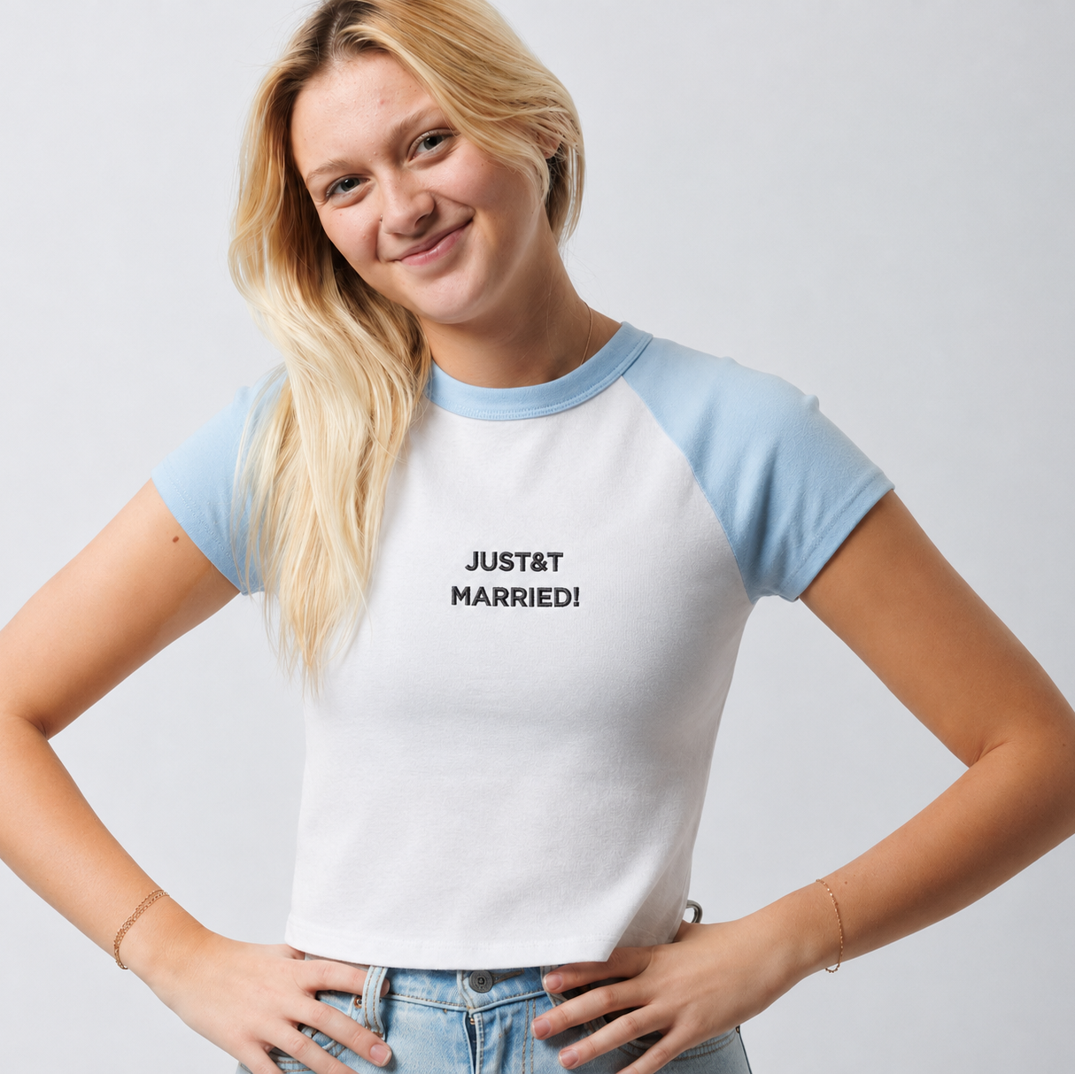 JUST&T MARRIED! Embroidered Baby Tee