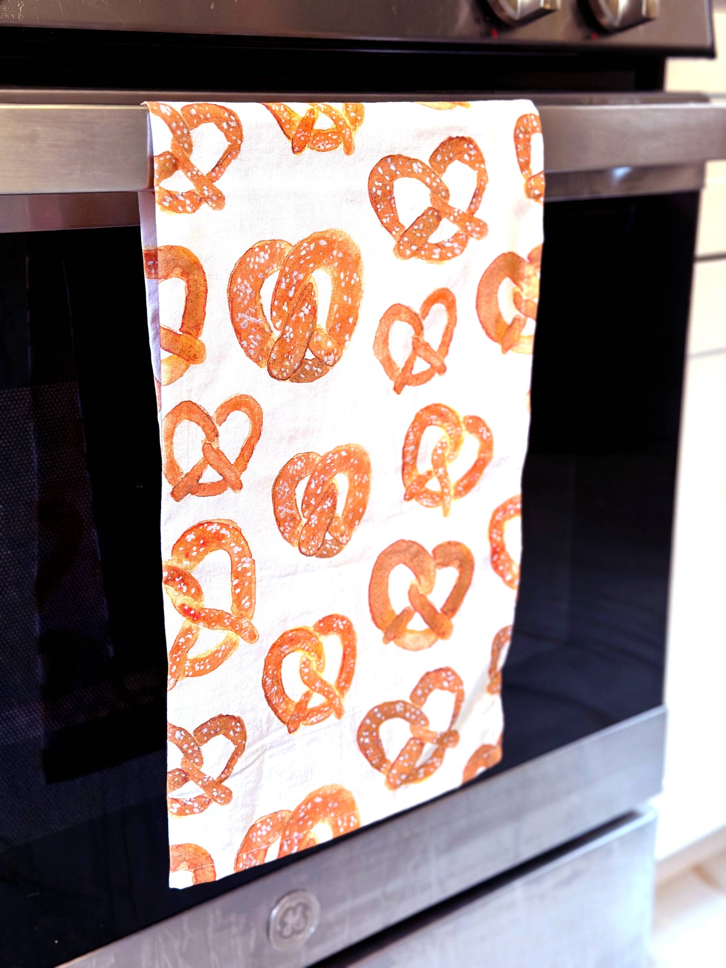 Watercolor Pretzel Kitchen Tea Towel