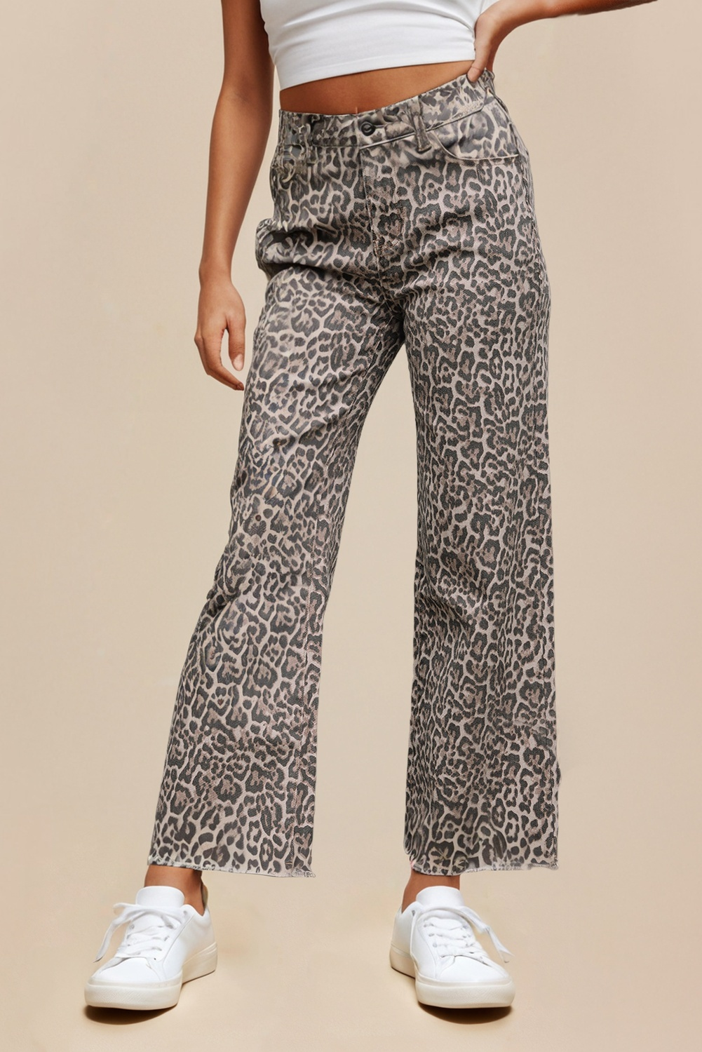 Leopard Denim Pants