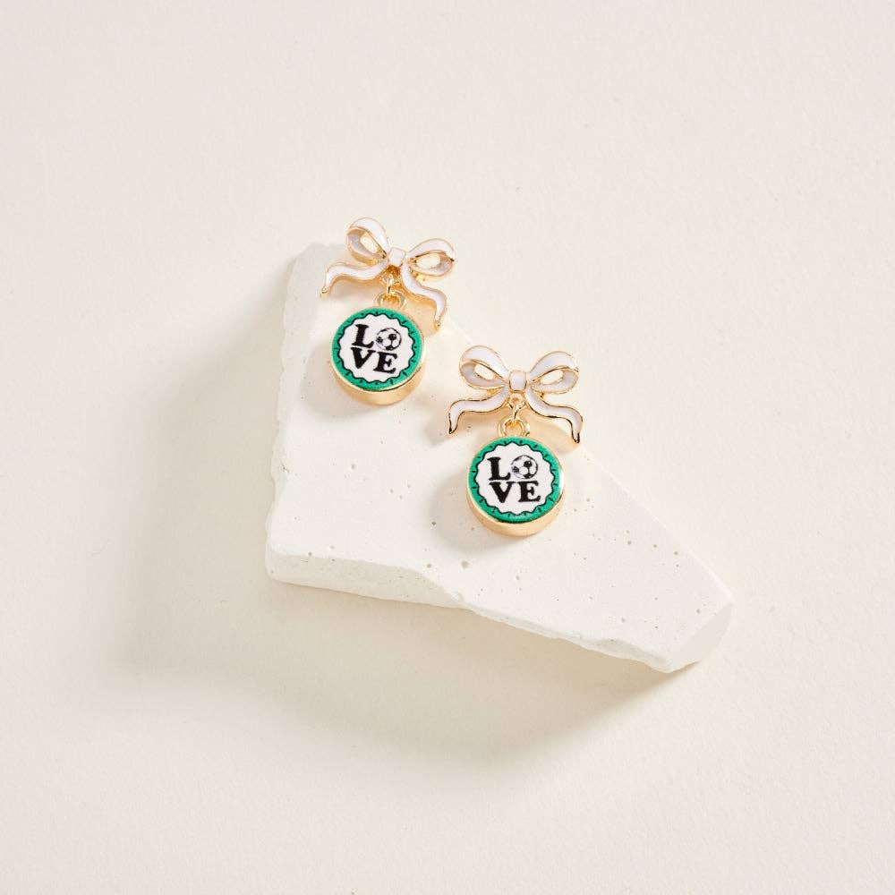 Soccer Ball Love Statue Earrings
