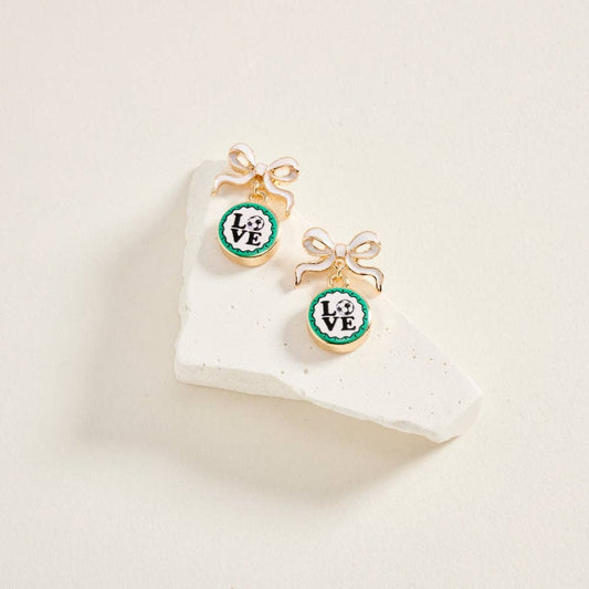 Soccer Ball Love Statue Earrings