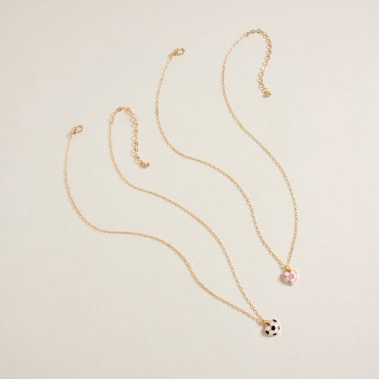 Soccer Ball Heart Pendant Necklace
