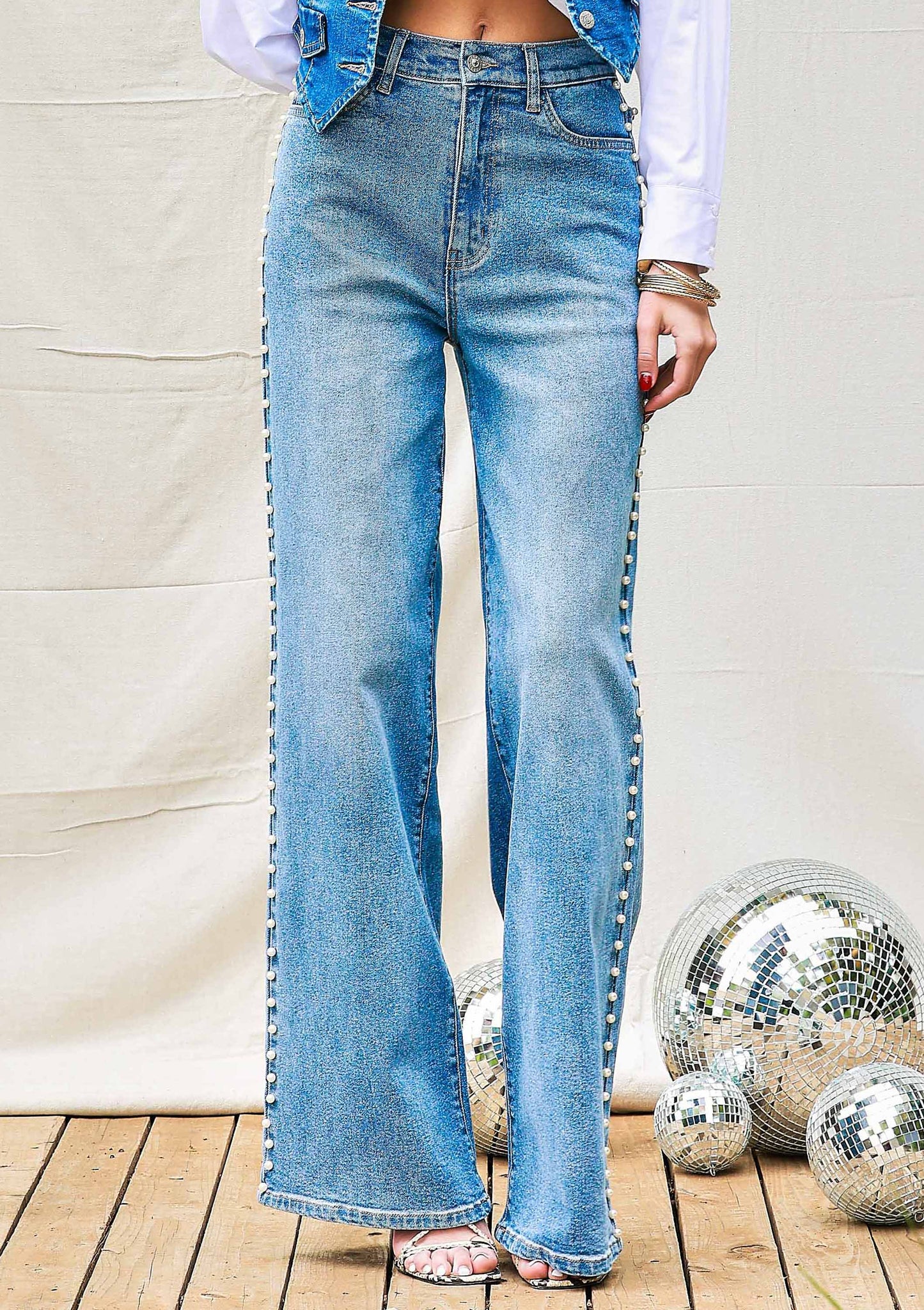 Pearl High-Rise Wideleg Jeans