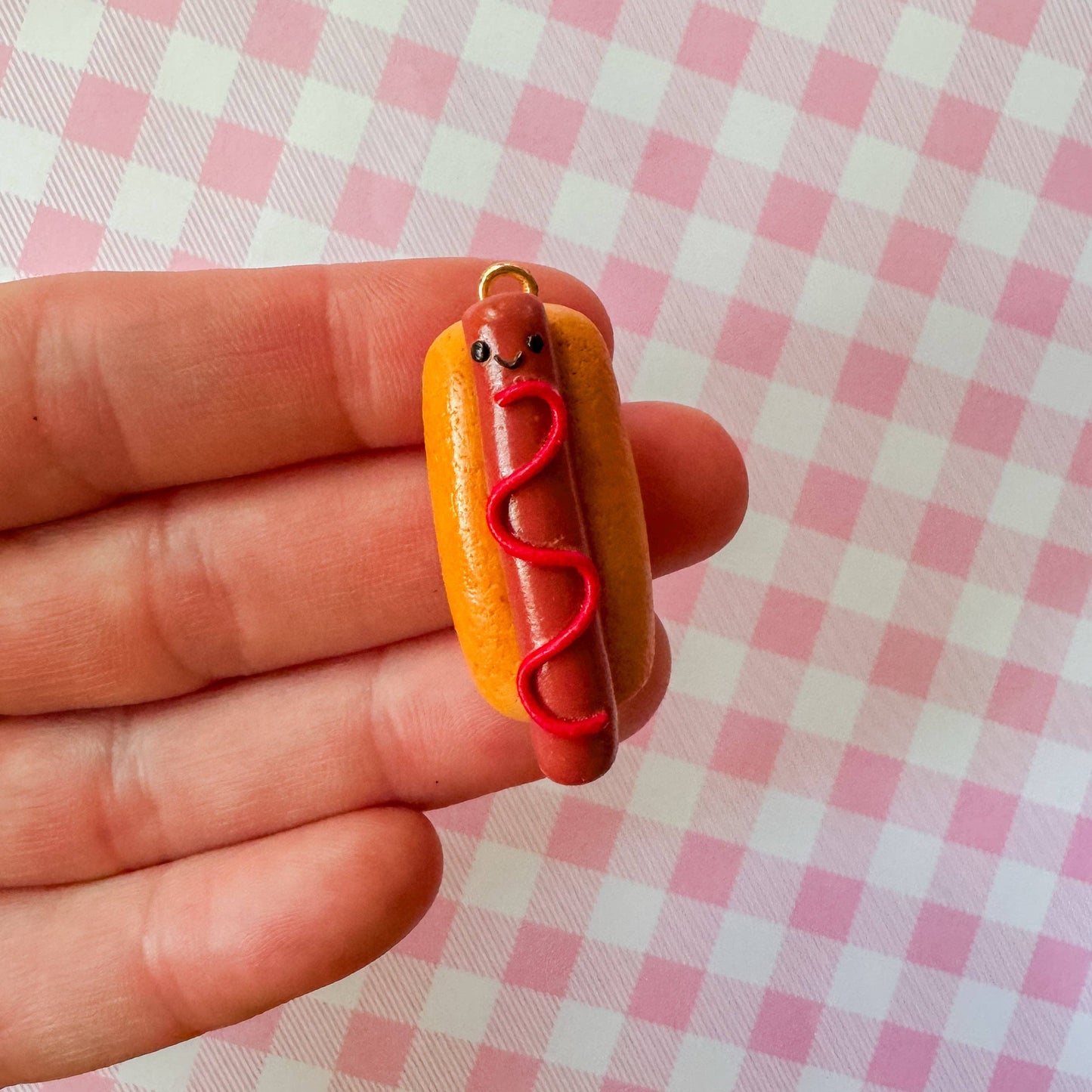 Hot Dog Clay Necklace