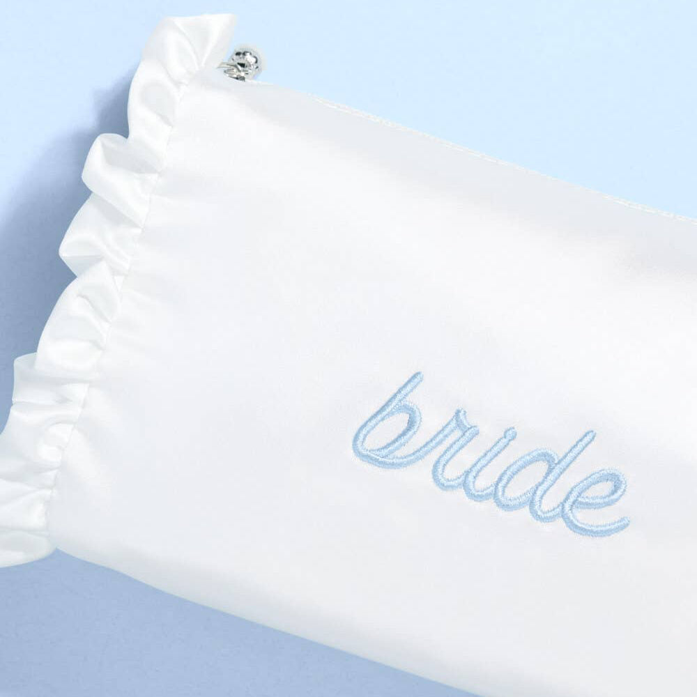 Embroidered Ruffle Bride Cosmetic Bag