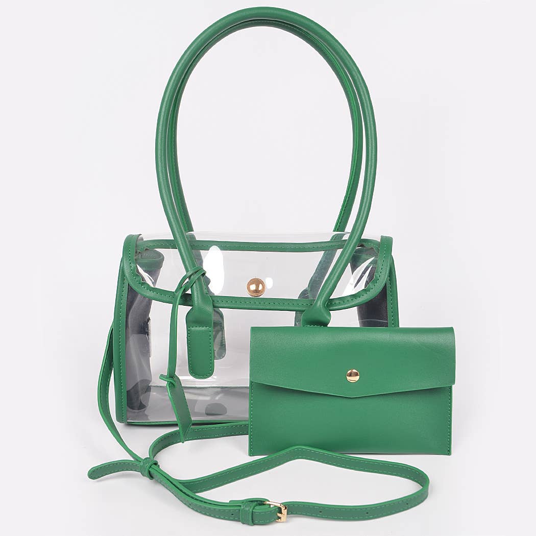 Faux Leather Clear Bag & Wallet