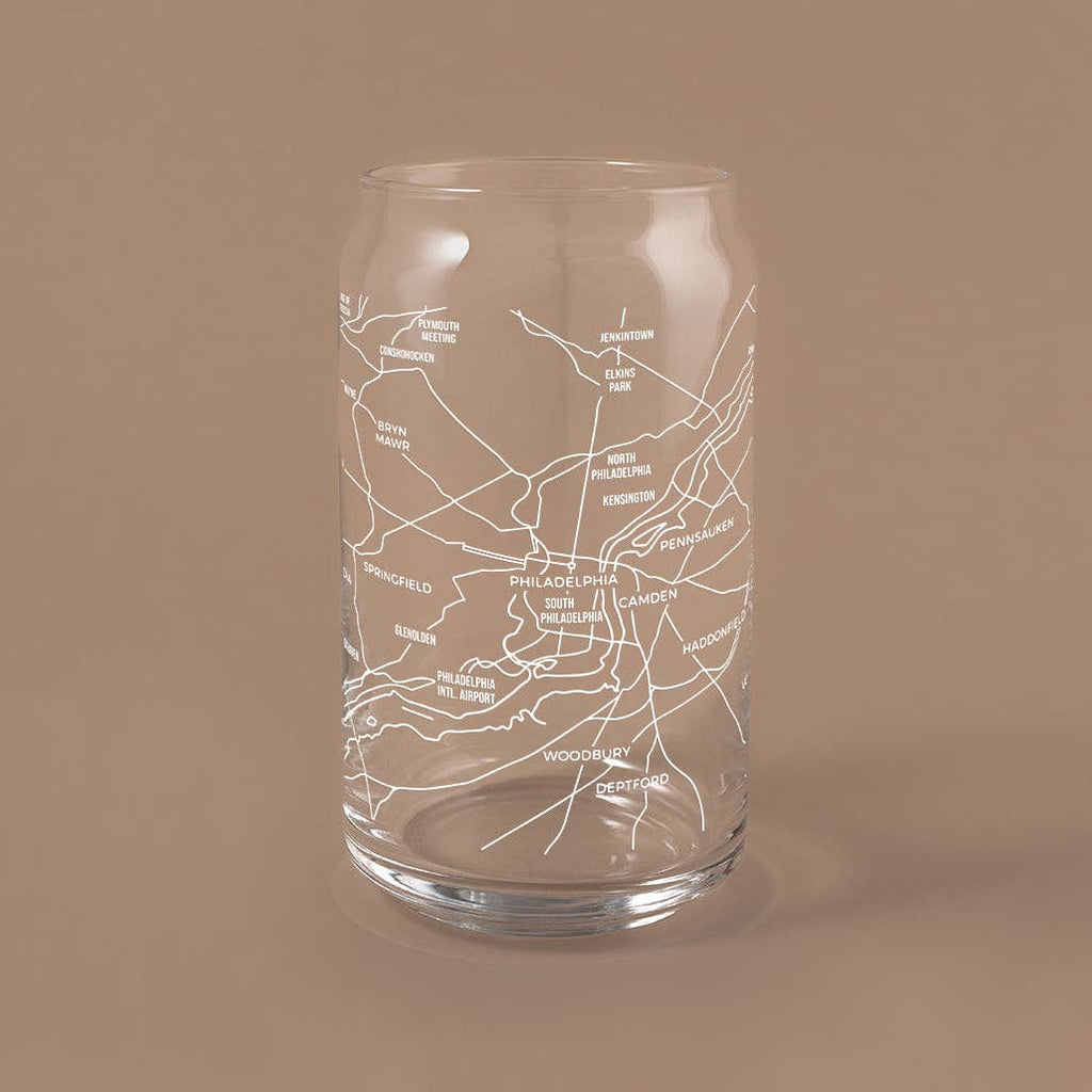 Philadelphia Map Can Glass