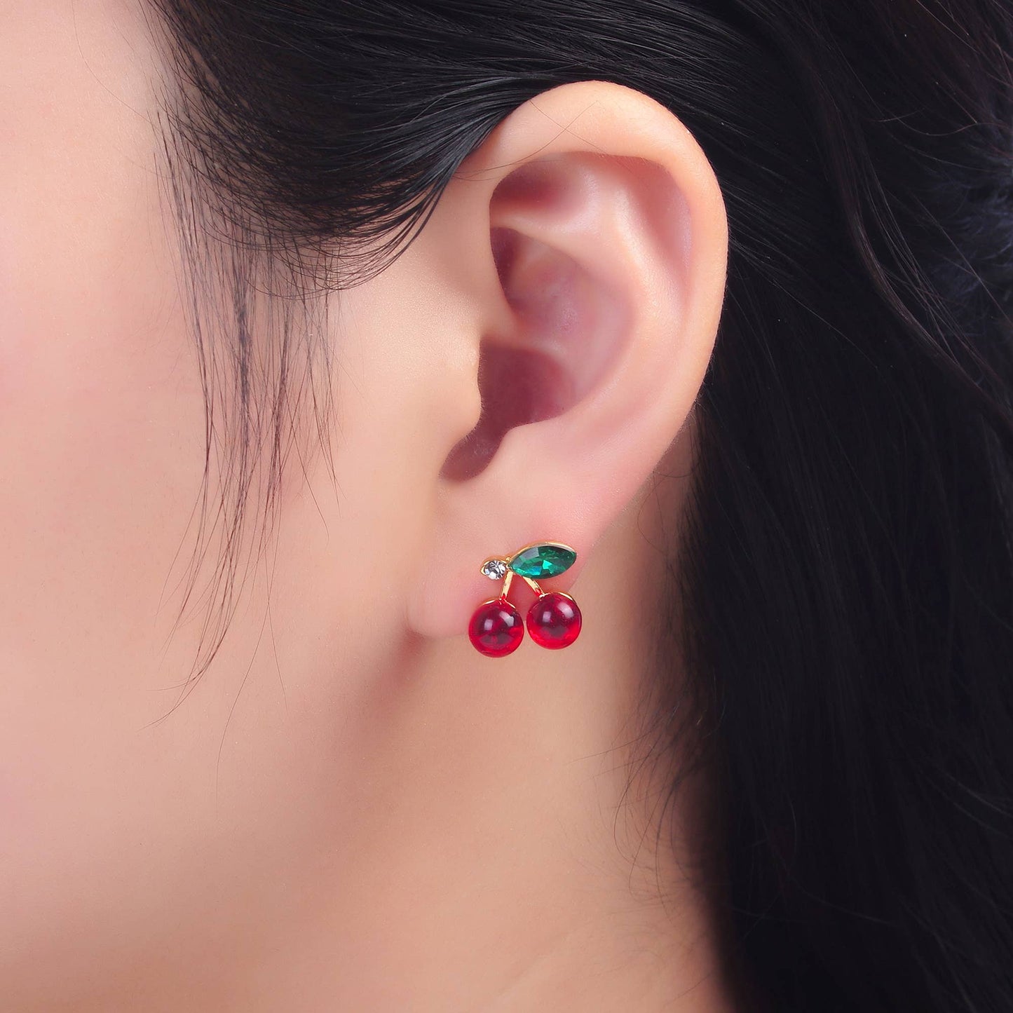 Red Cherry Stud Earring