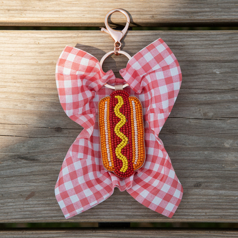 Hotdog Beaded Bag Charm/Keychain