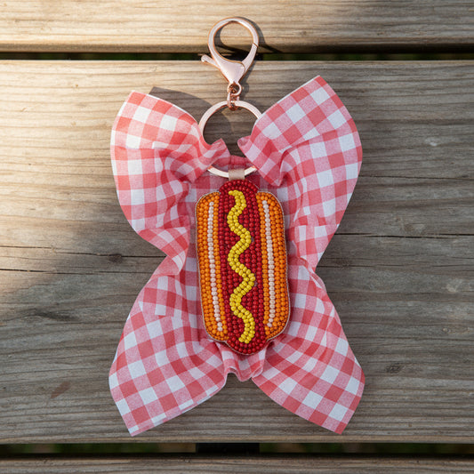 Hotdog Beaded Bag Charm/Keychain