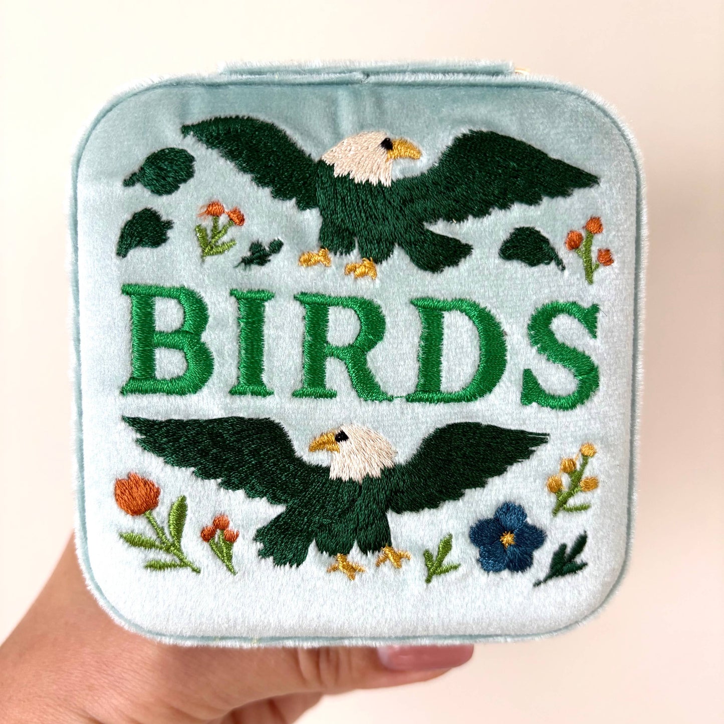 Birds Velvet Jewelry Travel Case