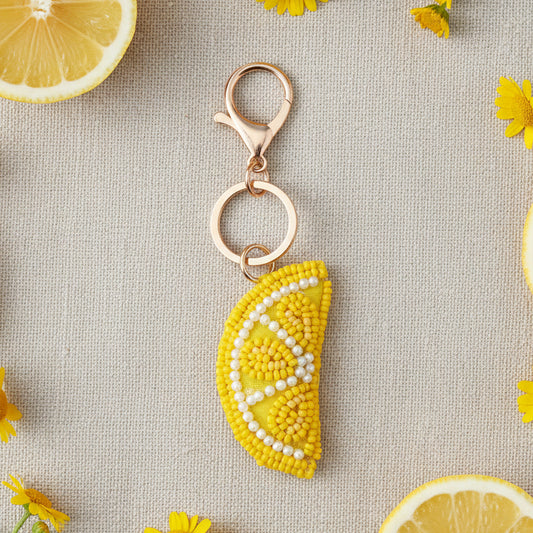 Lemon Slice Beaded Bag Charm/Keychain