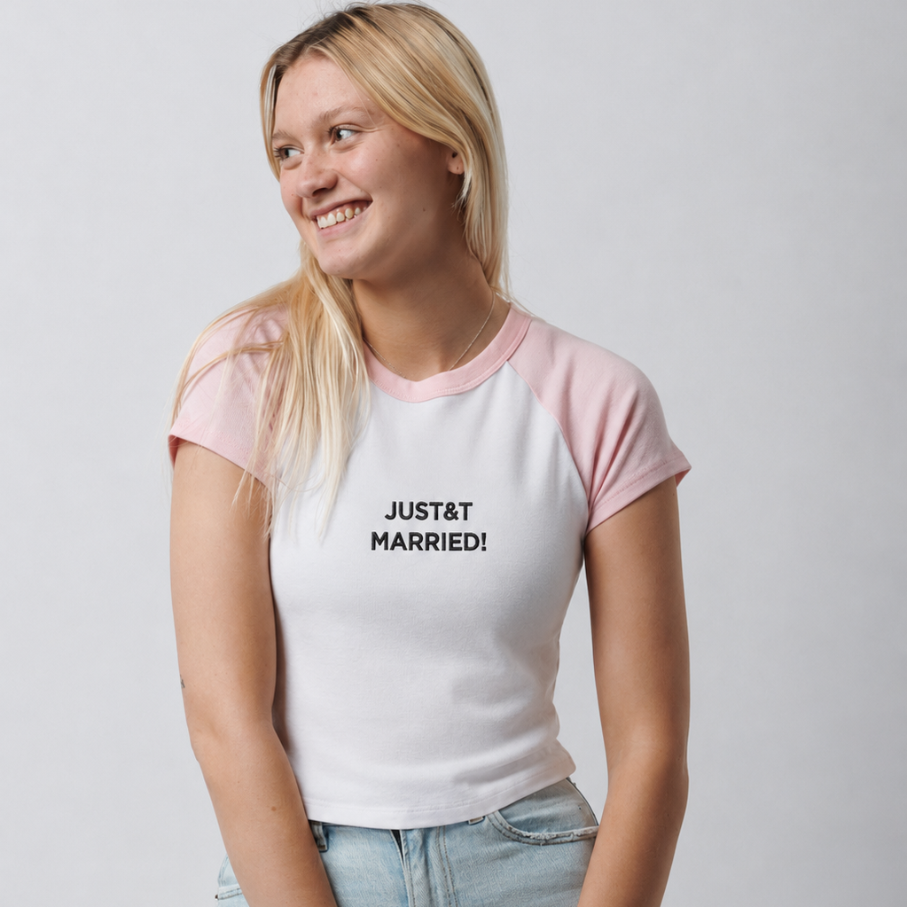 JUST&T MARRIED! Embroidered Baby Tee